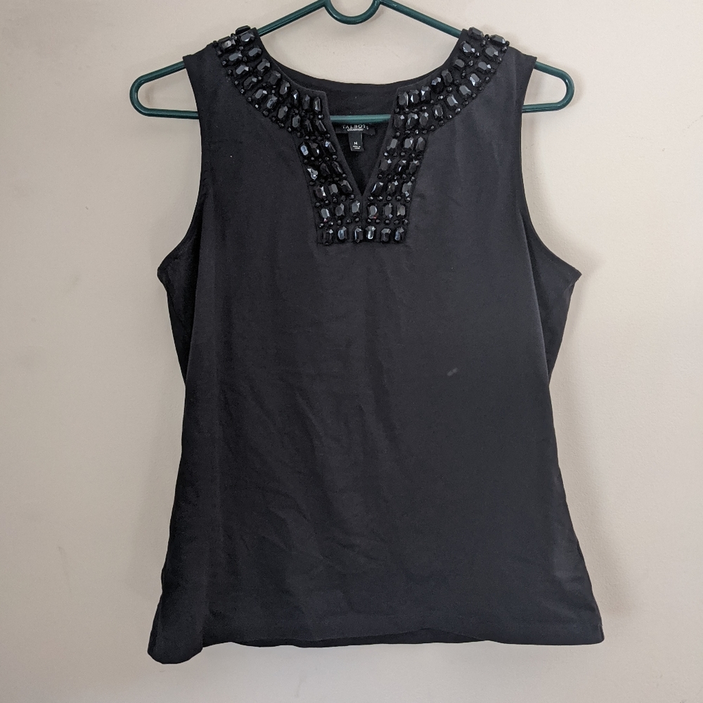 Beaded vneck sleeveless tank